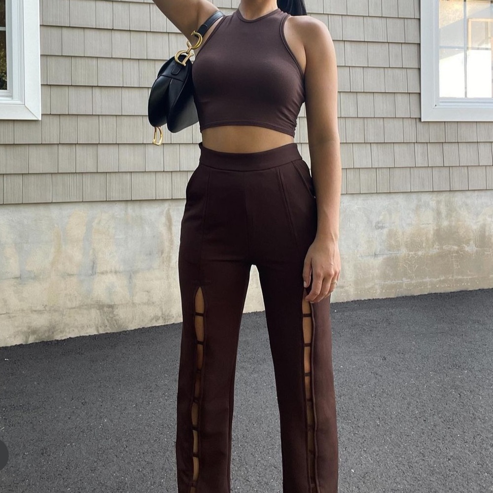 Mistress Rocks Brown Pants with cutouts